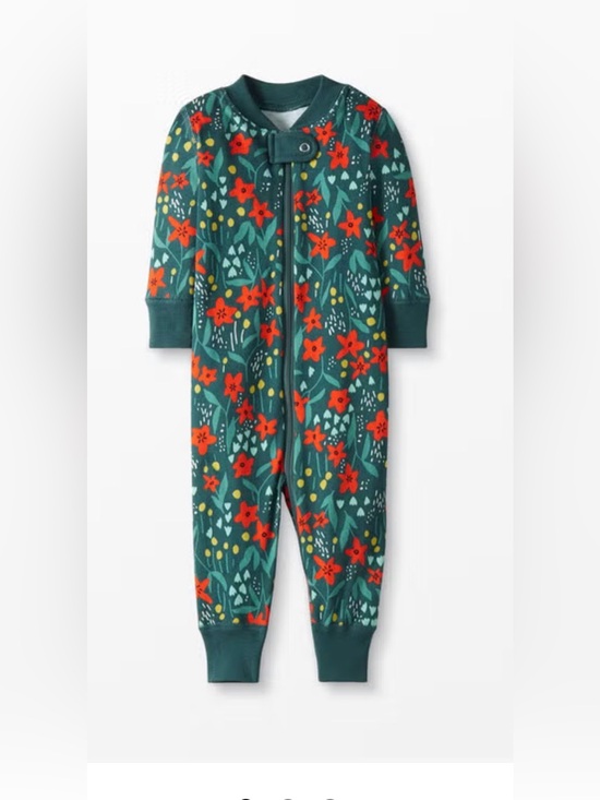 Hanna Andersson Other - Hanna Andersson Poinsetta red green holiday cotton onesie pajama 18-24